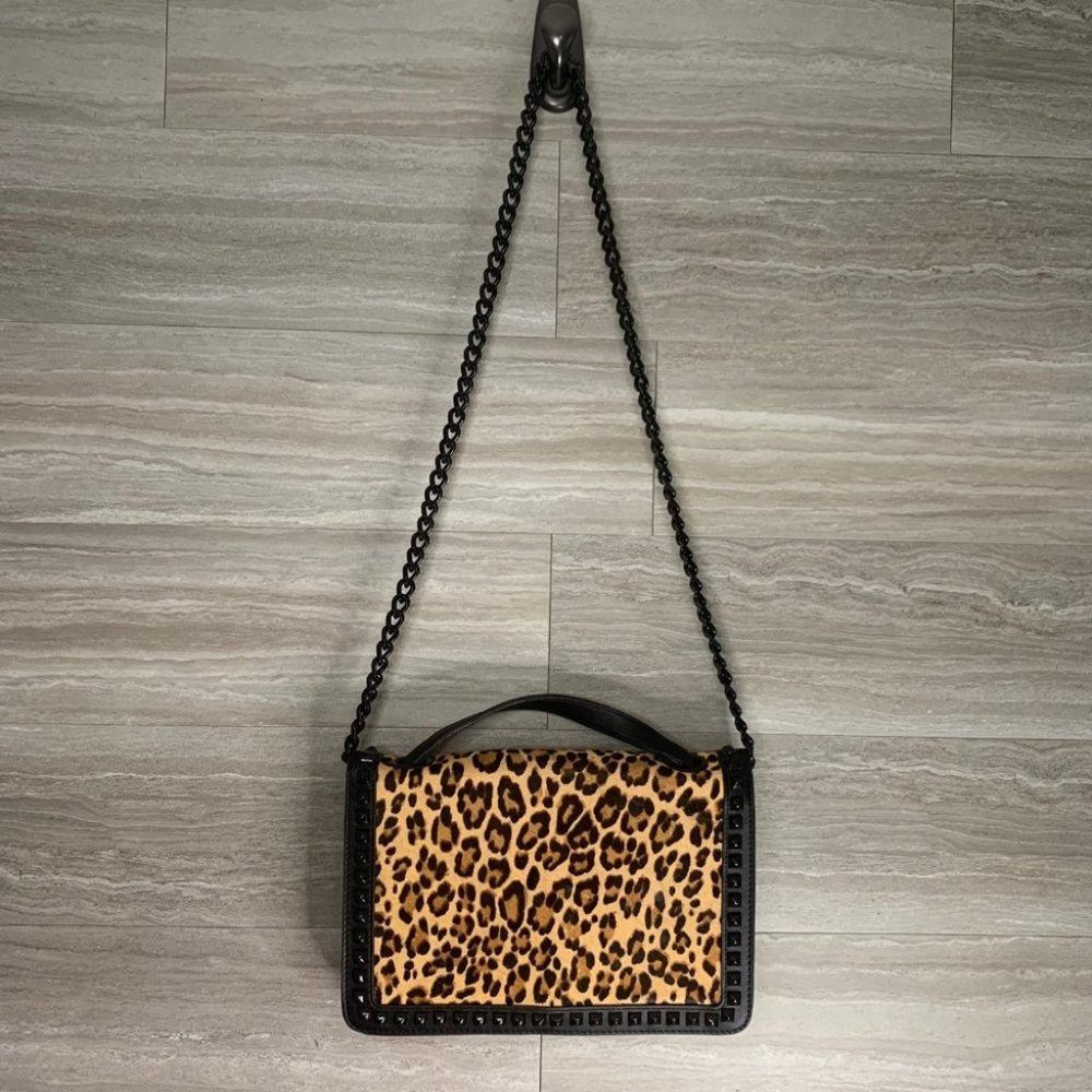 Aldo Greenwald Cheetah Print Chain Border Crossbody Bag